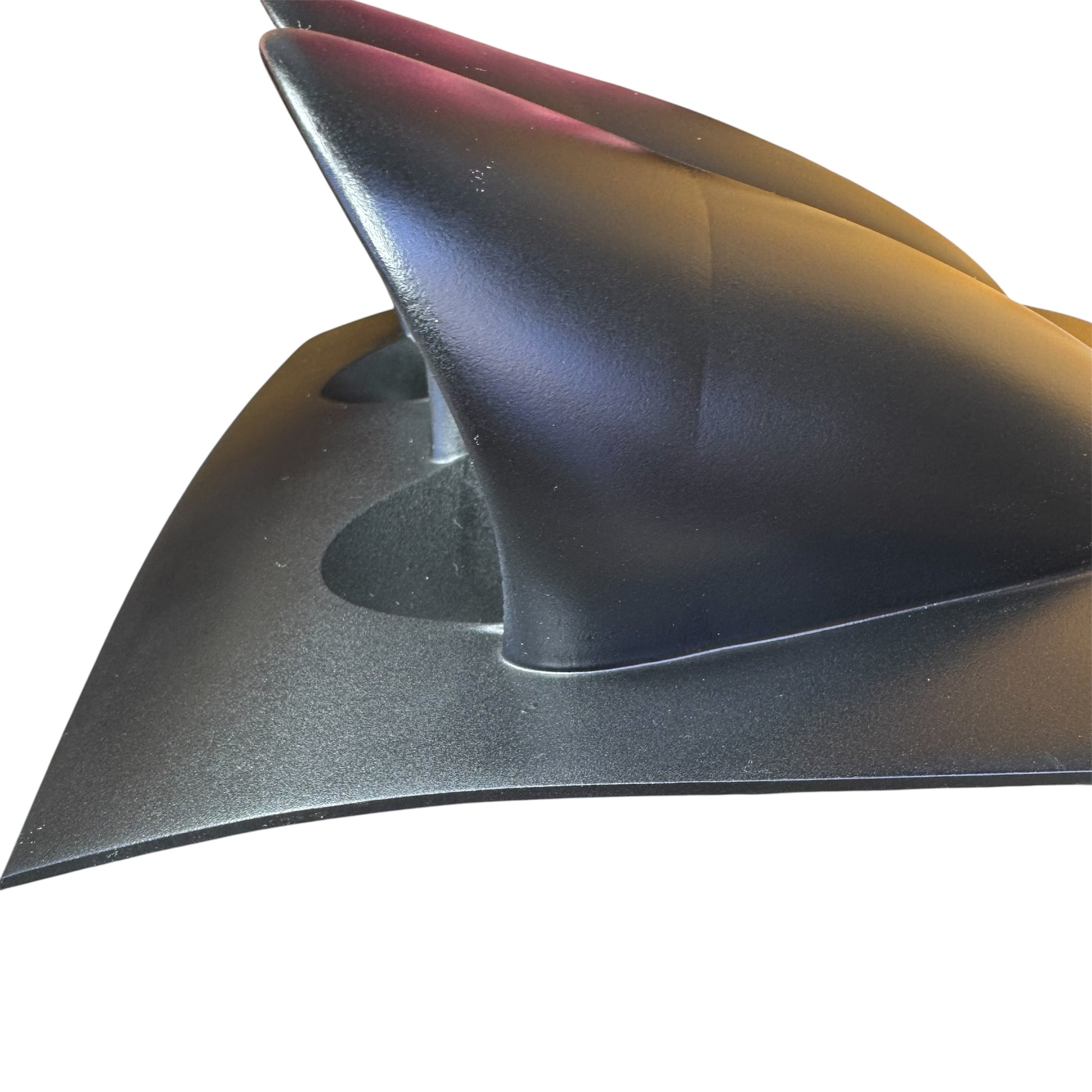 Side view of painted satin black VY Holden/HSV binnacle gauge pod showing profile and dash fitment for 52mm gauges.