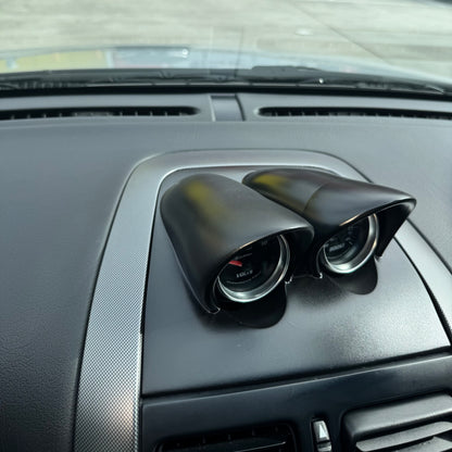 Painted satin black pod installed in VY dash, showing gauge placement and reduced glare OEM-style satin finish.