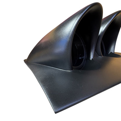 Painted satin black VY gauge pod showing 52mm (2-1/16) gauge opening, compatible with Autometer, SAAS, Speco.