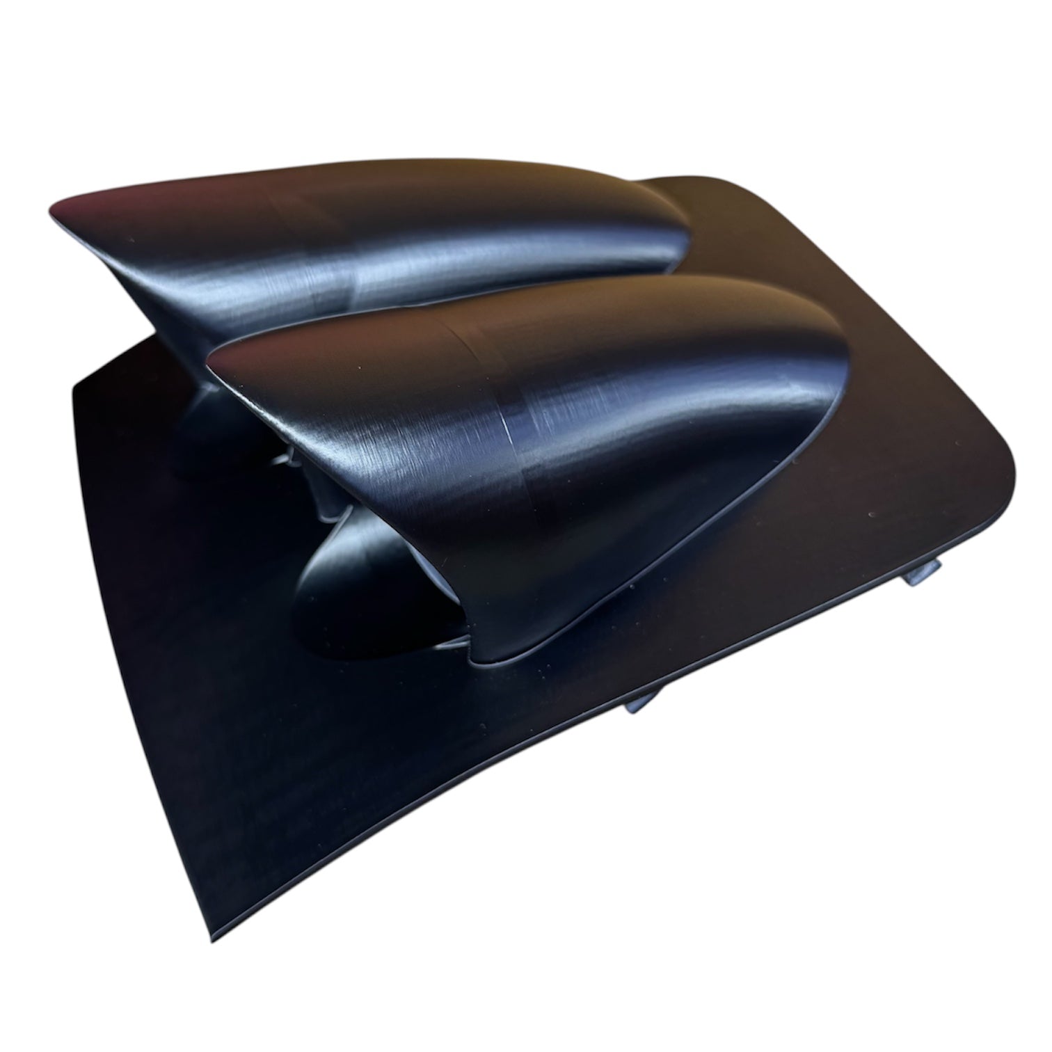 Side profile of unpainted VY/VZ Holden binnacle gauge pod showing pod angle and OEM-style interior contour.