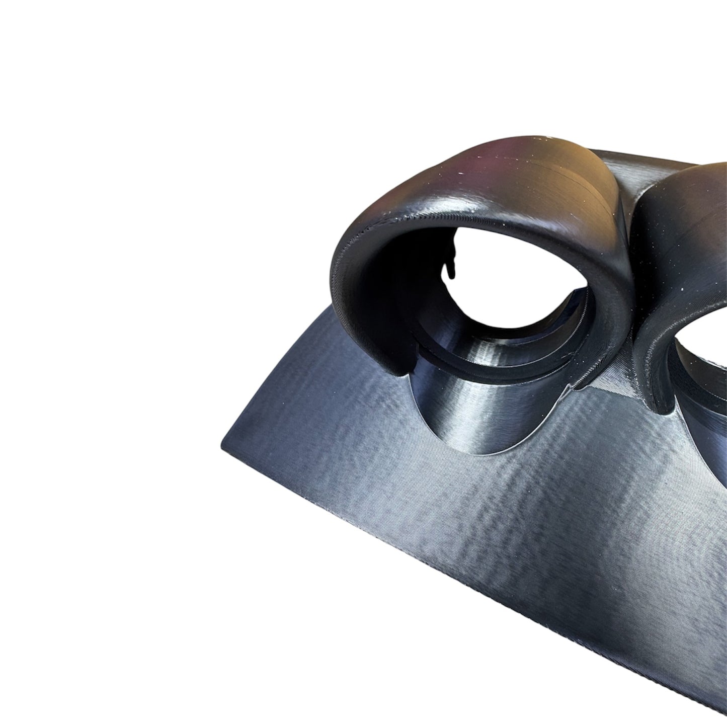 Top view of unpainted VY Holden/HSV binnacle gauge pod showing bezel opening and dash panel fitment detail (02–07).