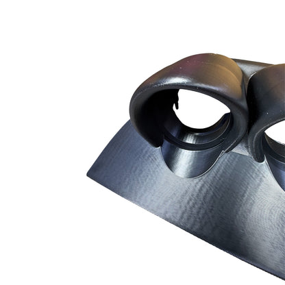 Top view of unpainted VY Holden/HSV binnacle gauge pod showing bezel opening and dash panel fitment detail (02–07).