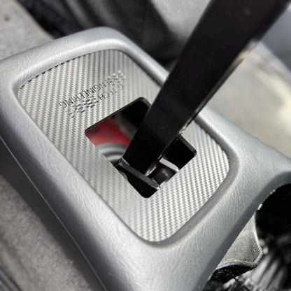 Carbon fiber finish EK Civic short shifter plate for B series engine – lightweight and durable upgrade.