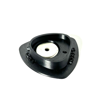 Magnetic base for Milwaukee M12 battery, ideal for storage and organization on metal surfaces.