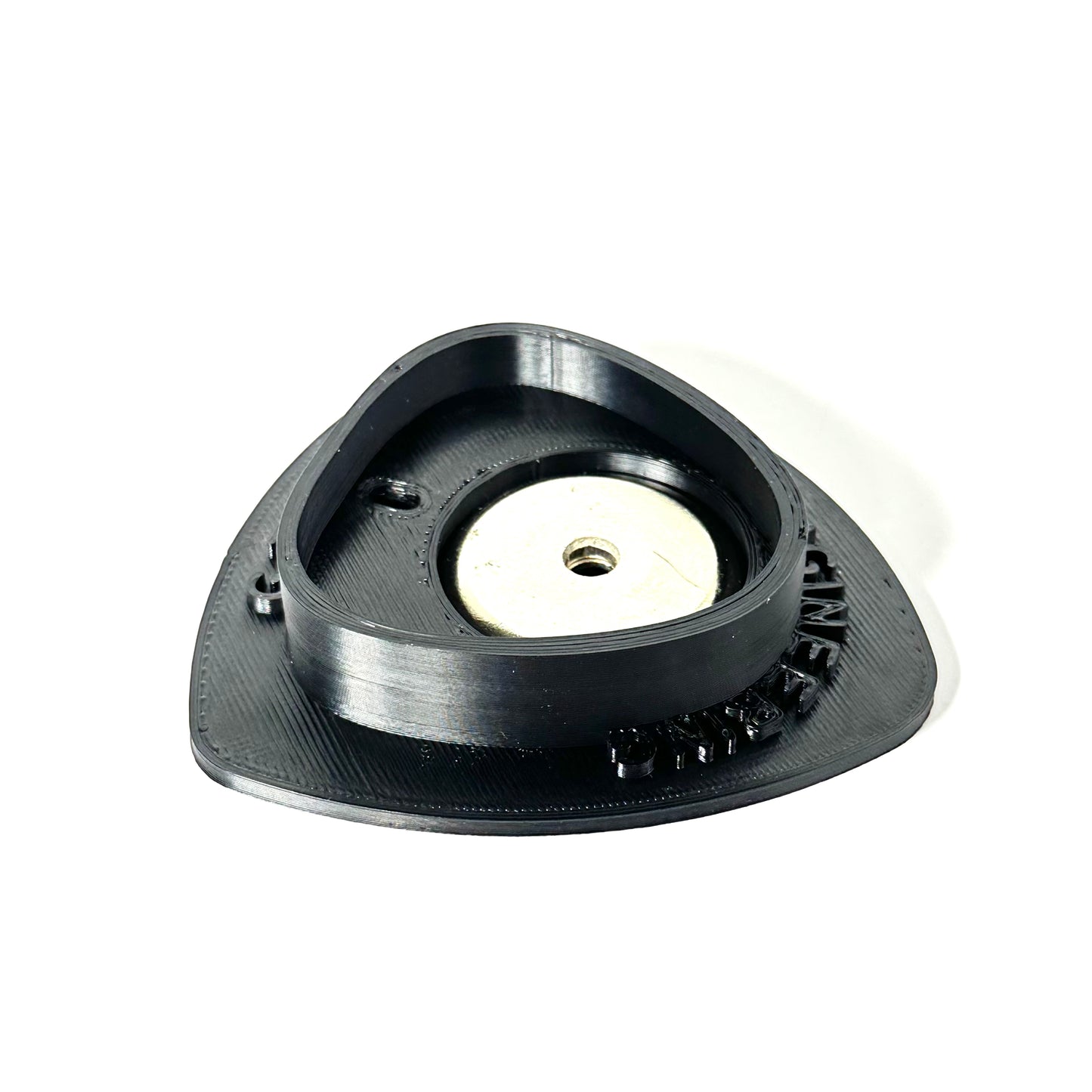 Magnetic base for Milwaukee M12 batteries, perfect for organizing tools and mounting on metal surfaces.