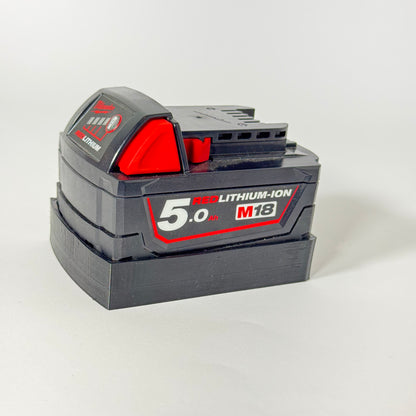 Milwaukee M18 battery magnetic base with TPU material for reliable storage and mounting on tough metal surfaces.
